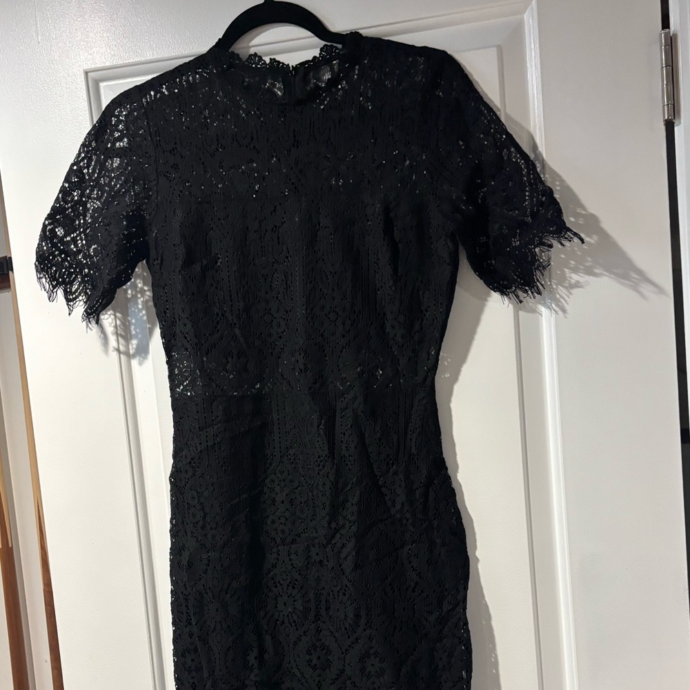 Just Me Black Lace Midi Dress